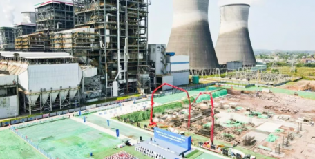 陕煤电力合川2×1000MW清洁煤电项目1号锅炉基础浇筑混凝土