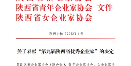 关于表彰“第九届陕西省优秀企业家”的决定